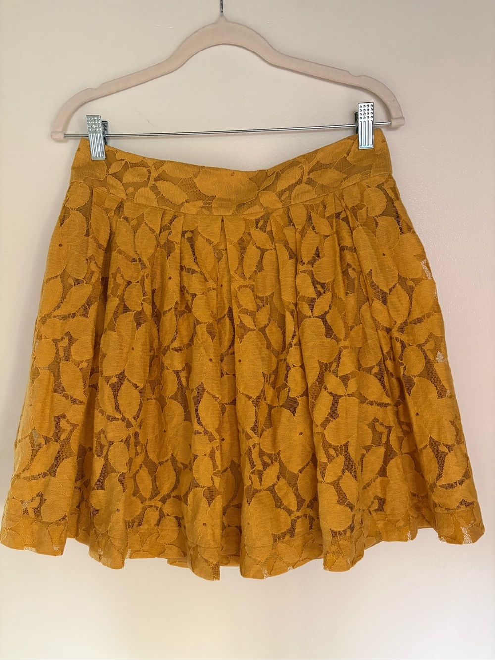 LOFT Mustard Lace Circle Skirt Size 4 Retro Vintage Look Twee Whimsygoth